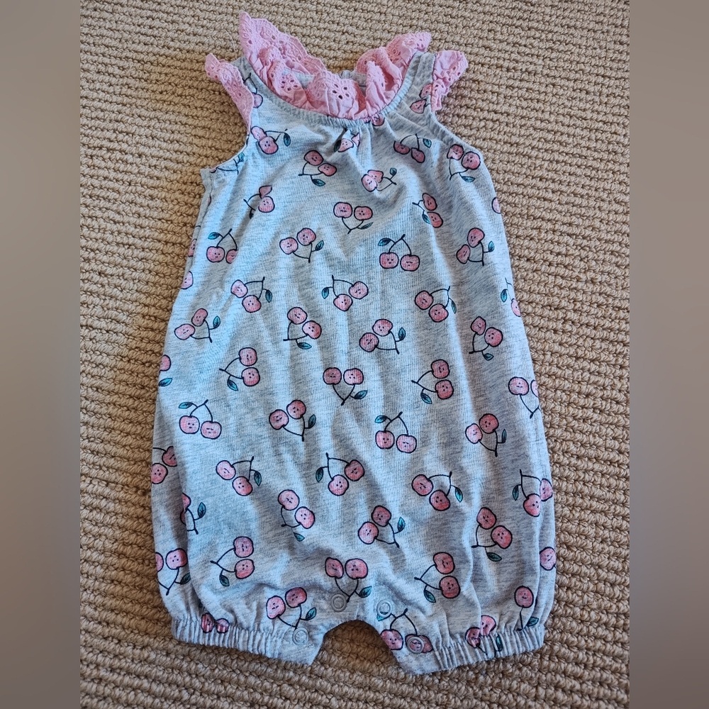 3-6mo Romper with Pink Cherry Print